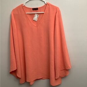 Chic Coral V-Neck Blouse for Women